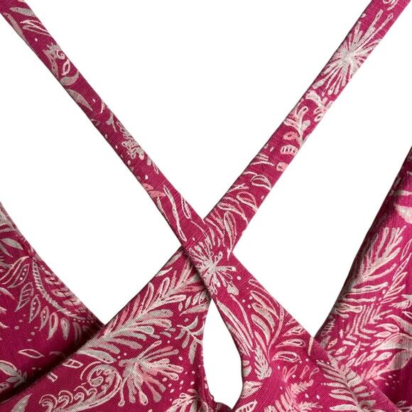 Patagonia Amber Dawn Dress Women L Pink Floral Criss Cross Back Worn Wear - Picture 2 of 8